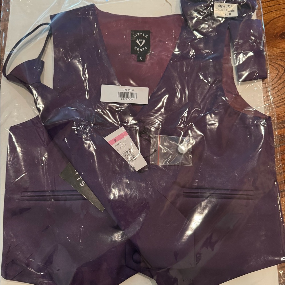 Formal Vest & Tie Set (tie & bow-tie) in deep purple by Little Gents sz8) - NWT